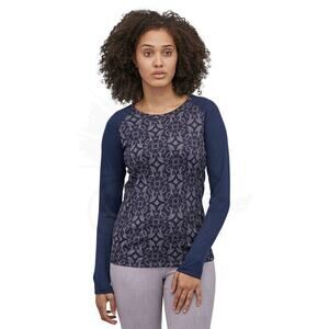 Patagonia Cap‎ MW Crew Fire Floral Night Plum Navy Blue XS Base Layer Hike Camp